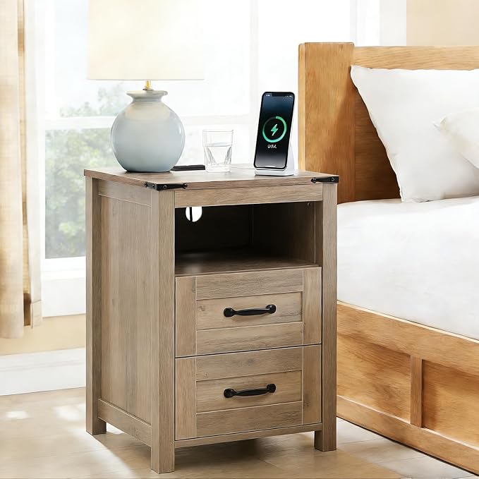 Sierra Night Stand Set of 2, Rustic End Table - Image 2
