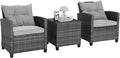 HAPPYGRILL 3 Pieces Patio Conversation Set, Outdoor Furniture Set PE Rattan by HAPPYGRILL