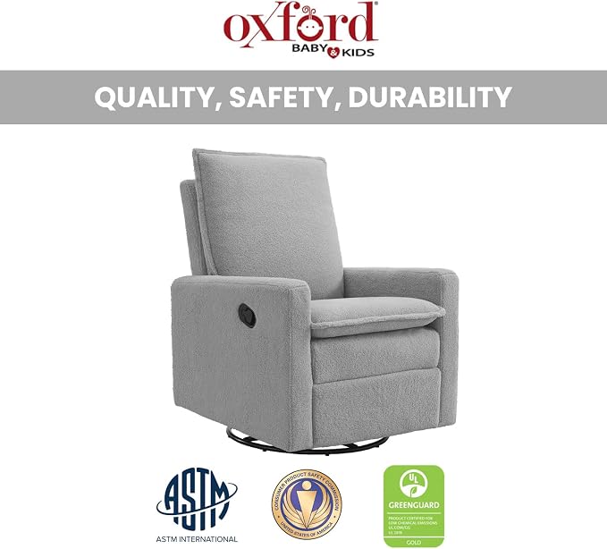 Oxford Baby Uptown Upholstered Glider Recliner Rocking Chair 360° Swivel - Image 5