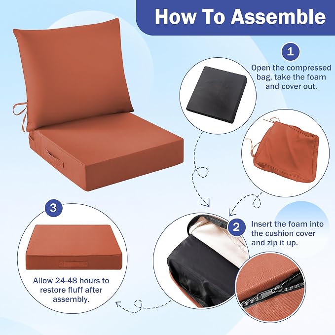 IASEAHK Outdoor Seat Cushion Set, Waterproof & Fade Resistant Patio Chair - Image 8
