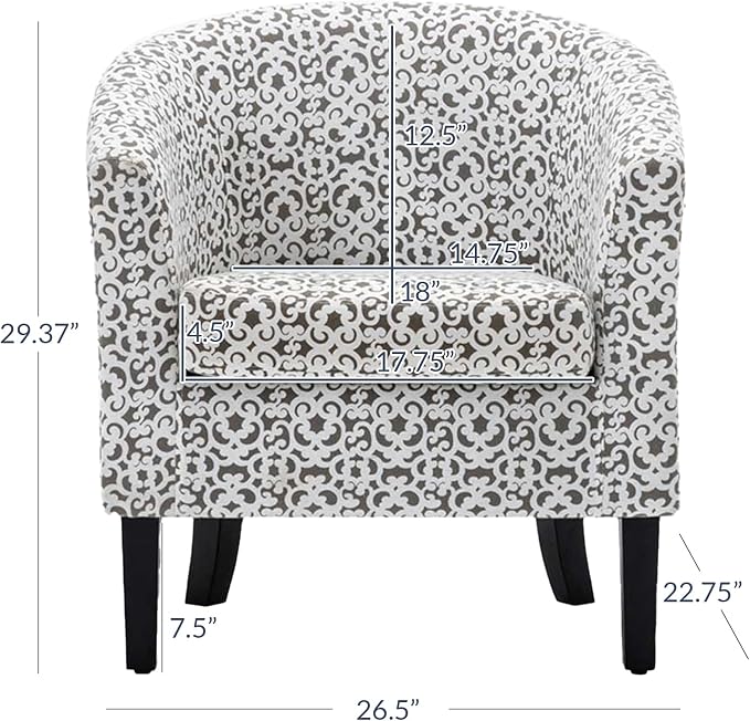 BELLEZE Accent Barrel Chair Set of 2, Linen Round Chair Club Tub Sofa Corner - Image 3