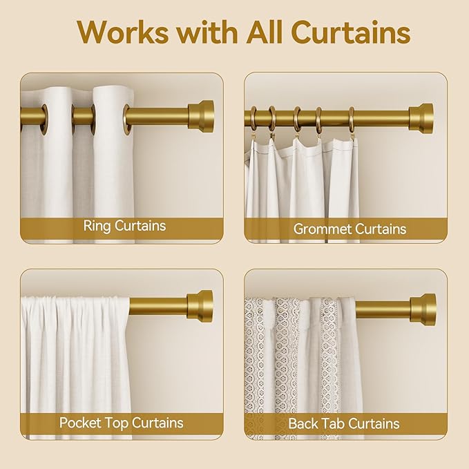 YaFex Curtain Rods 32-144 Inch, Heavy Duty 1 Inch Adjustable Curtain Rod - Image 5