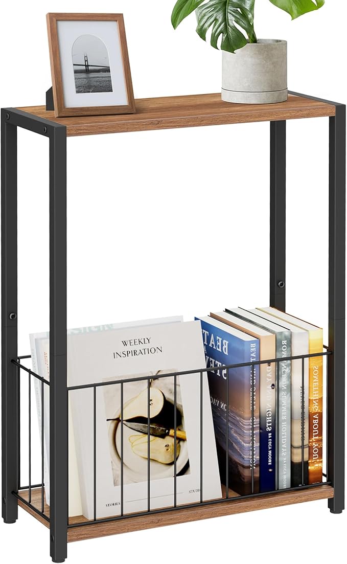 Homleke Narrow Side Table with Magazine Holder, Skinny End Table Perfect by Homleke
