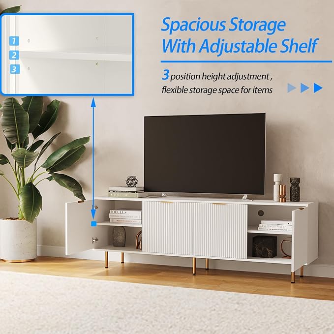 Mid Century Modern TV Stand for 80 Inch TV, Entertainment Center - Image 6