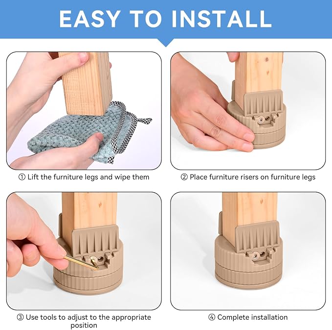 4 Pack Heavy Duty Bed Risers - Image 6