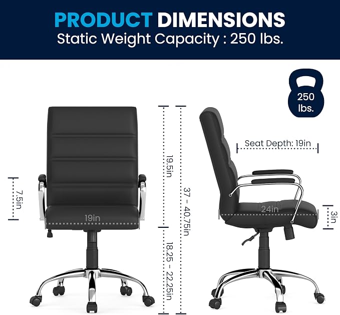 Flash Furniture Whitney Mid-Back Swivel LeatherSoft Desk Chair - Image 3