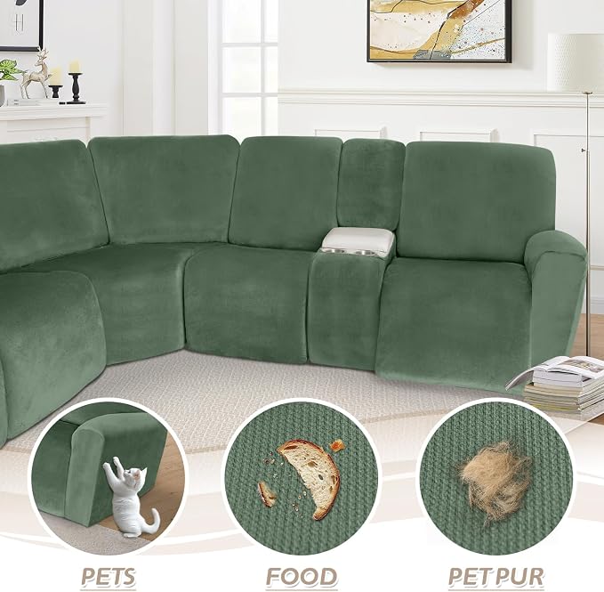 Arfntevss Sectional Recliner Couch Covers Velvet Washable Corner Sectional Sofa - Image 7