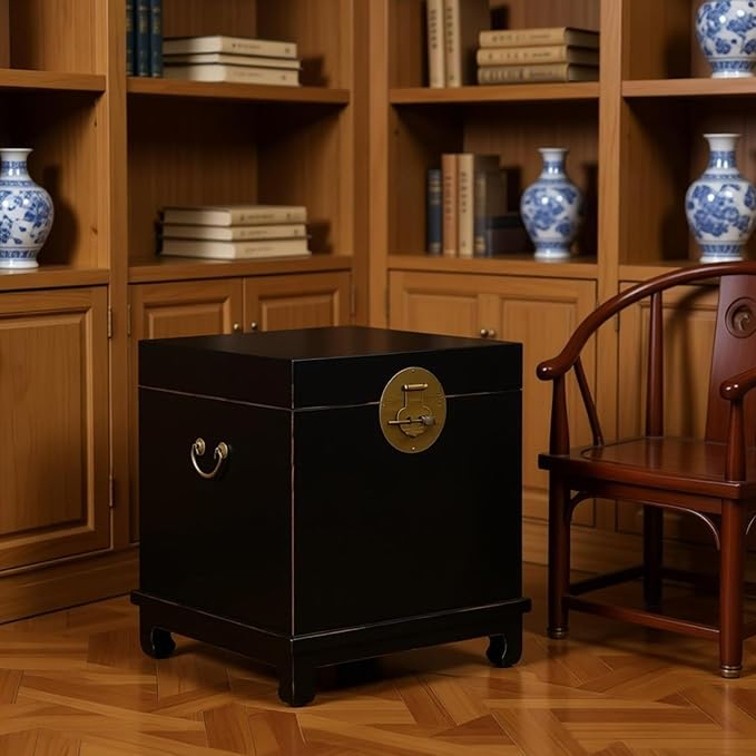 Chinese Inspired Cabinets Distressed Petite Elmwood Chinese Ming Cabinet - Image 6