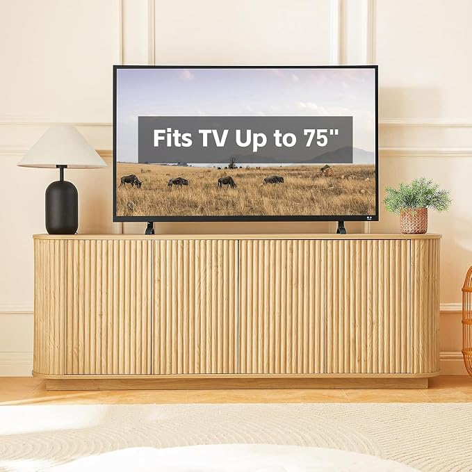 64'' Fluted TV Stand for TVs up to 75'', Modern Long Media Console - Image 6