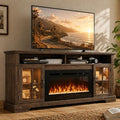 70" Fireplace TV Stand, Farmhouse Entertainment Center by Nordivale