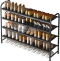 INGIORDAR Shoe Rack 4 Tier Long Storage Organizer Wide Metal Shoe Shelf by INGIORDAR