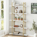 5 Tiers Bookshelf Organizer White Faux Marble Shelf, Modern Open Display by EternalHome