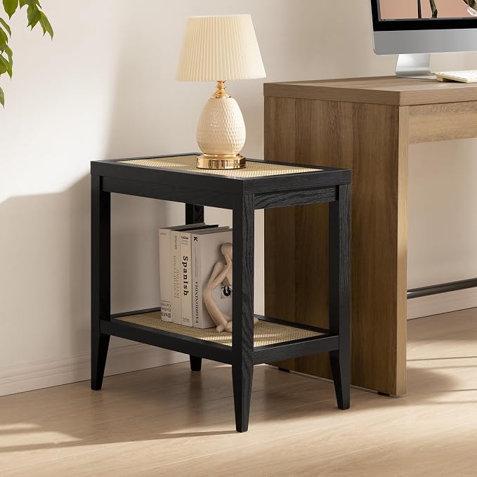 SICOTAS Rattan Nightstand Bedside Table - Image 6