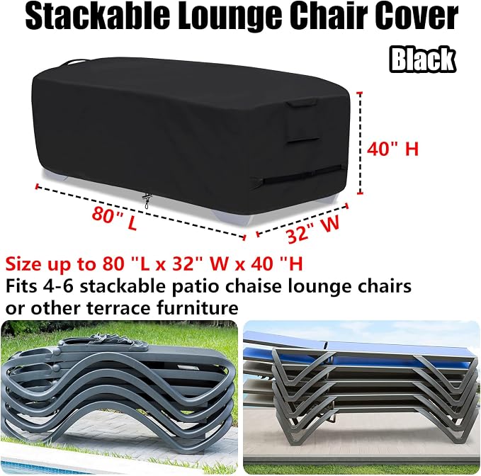 Outdoor Lounge Chair Covers for 4-6 Stackable Patio Chaise Lounge Chairs - Image 2