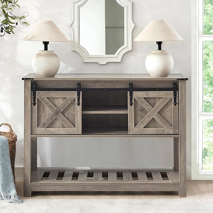 Grey Farmhouse Entryway Table, Rustic Hallway Table - Image 3