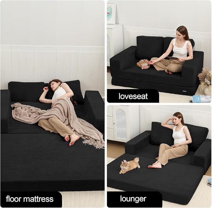 COMAX Convertible Sofa Bed Queen, Folding Fold Out Couch Bed, Floor Futon Couch - Image 5