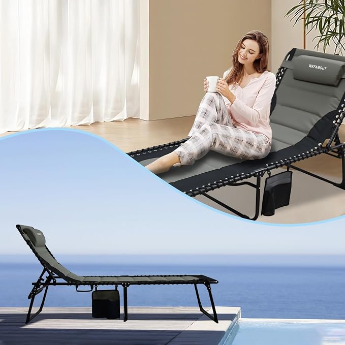 Oversized Padded Outdoor Folding Lounge Chair - Image 6