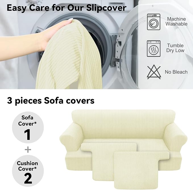 Waterproof Couch Cover 3-Piece Set Striped Sofa Slipcovers - Image 5