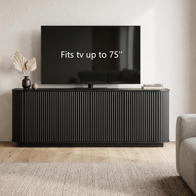 Fluted TV Stand for TVs Up to 75 Inch, Entertainment Center - Image 7