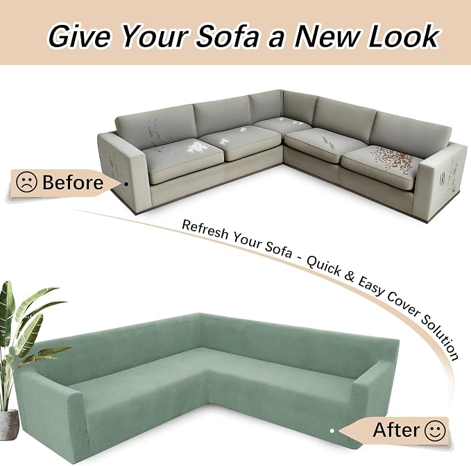 Arfntevss Stretch Sectional Couch Covers L Shaped Corner Sectional Sofa Cover - Image 6