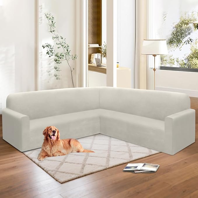 HDCAXKJ Corner Sectional Couch Covers Velvet Stretch L Shape Sofa Cover Soft - Image 6