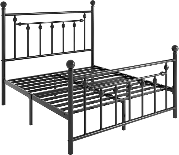SHA CERLIN 14" Full Size Metal Platform Bed Frame/Victorian Headboard and - Image 8