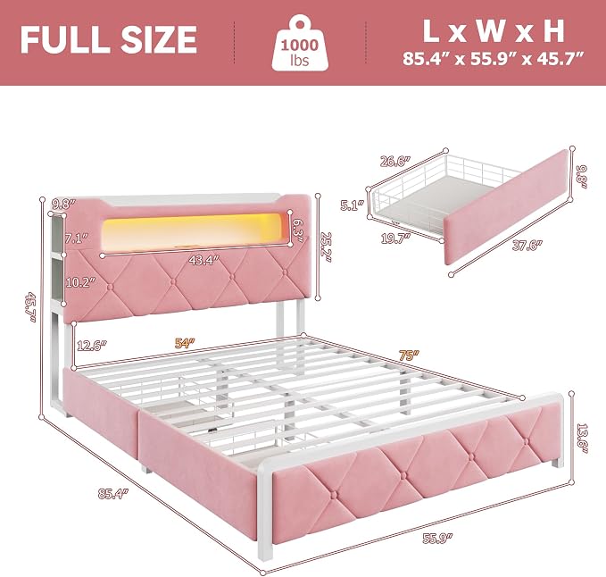 Full Upholstered LED Bed Frame - Image 2