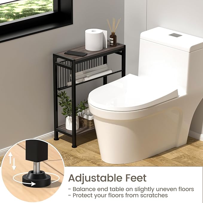 Small Side Table Set of 2 for Small Space, 3-Tier Narrow End Tablewith Magazine - Image 8