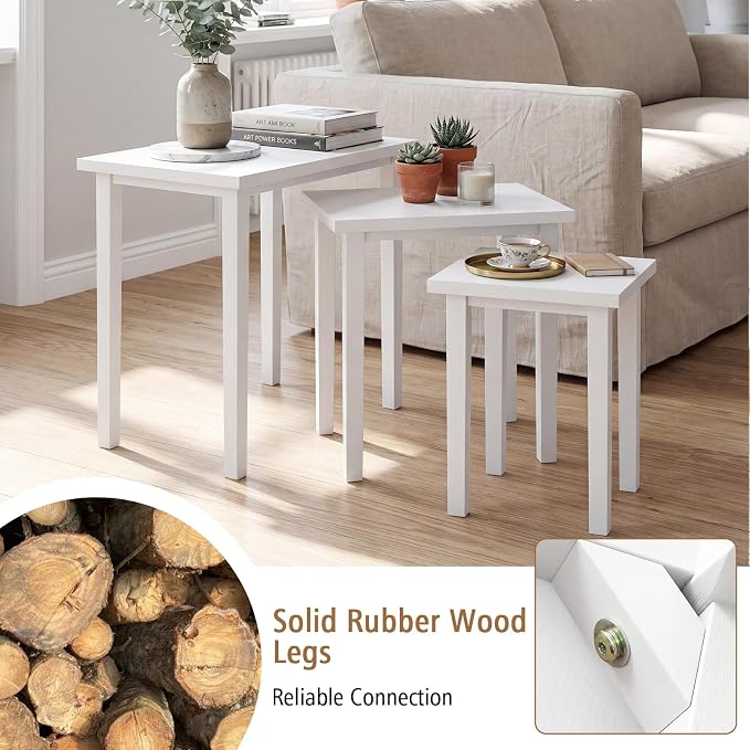 Giantex Nesting Tables Set of 3, Farmhouse Stacking Side Table - Image 5