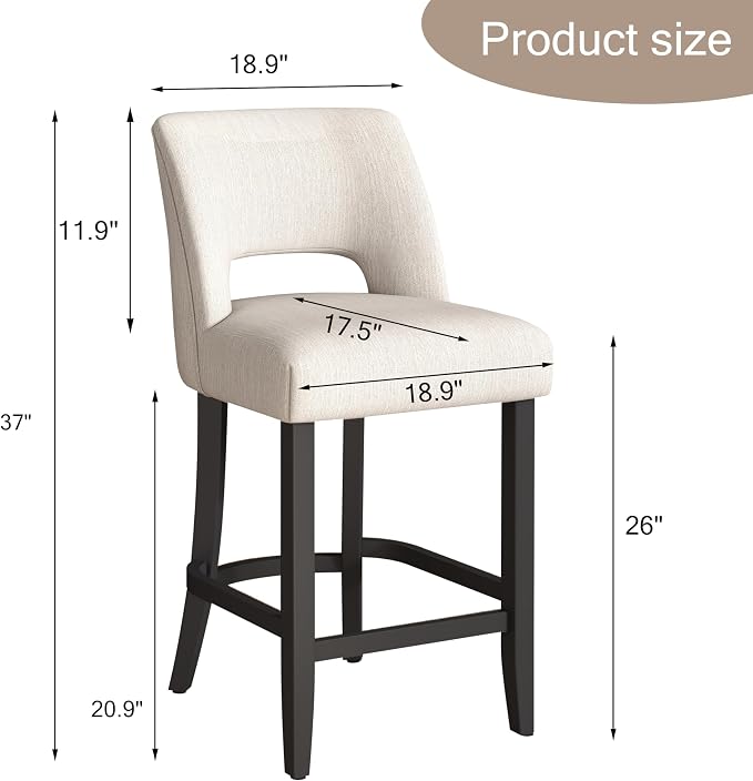 VKNOW Bar Stools Set of 4, Modern Counter Stools - Image 2