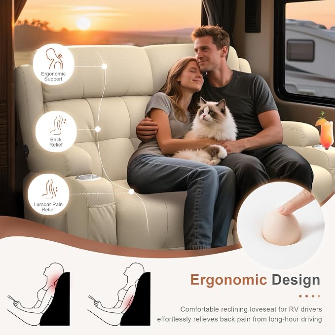 Home Theater Seating Loveseat Recliner Sofa, Wall-Hugger Reclining Couch - Image 6