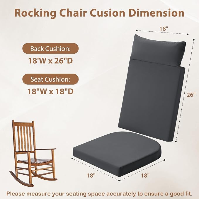 Waterproof Rocking Chair Cushions Outdoor & Indoor, Wooden Rocking Chair Pads - Image 4