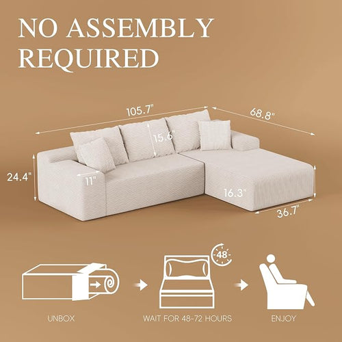 105" Convertible Sectional Couch - Image 2