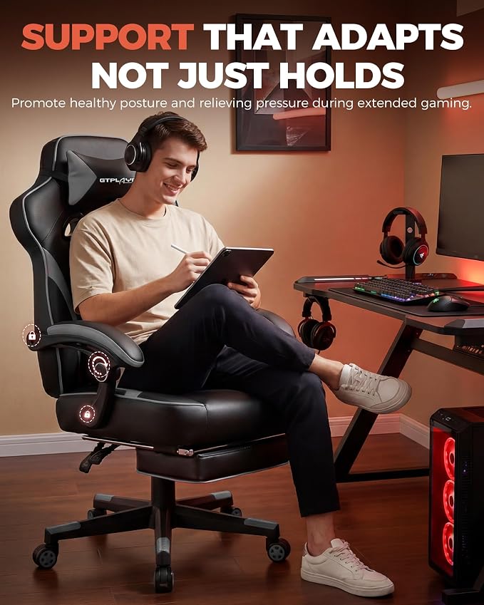 GTPLAYER Gaming Chair for Adults, Big and Tall 350LBS Heavy Duty Office Chair - Image 8