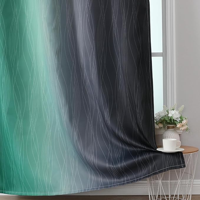 Estelar Textiler Green and Black Ombre Blackout Curtains 54 Inch Length - Image 6
