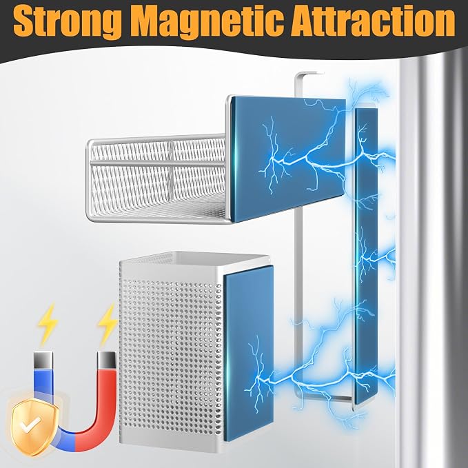 Magnetic Spice Rack for Refrigerator, 6 Pack Metal Magnetic Shelf White - Image 3