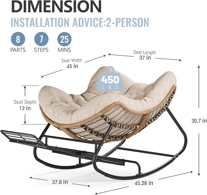 SWITTE Outdoor Papasan Rocking Chair - Image 2