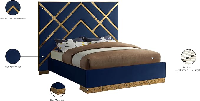 Meridian Furniture VectorNavy-Q Vector Collection Modern | Contemporary Velvet - Image 6