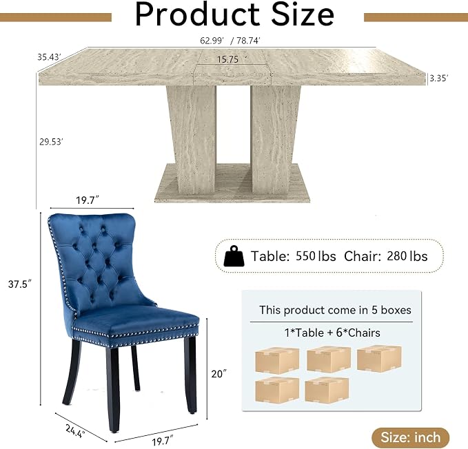 Henf 7 Pieces Extendable Dining Table Set - Image 3