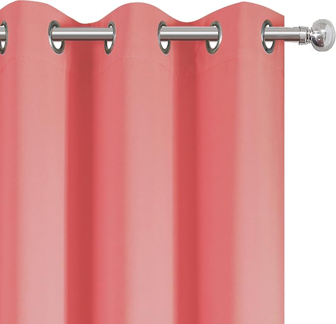 LEMOMO Blackout Curtains 38 x 84 inch/Coral Curtains Set of 2 Panels/Thermal - Image 6