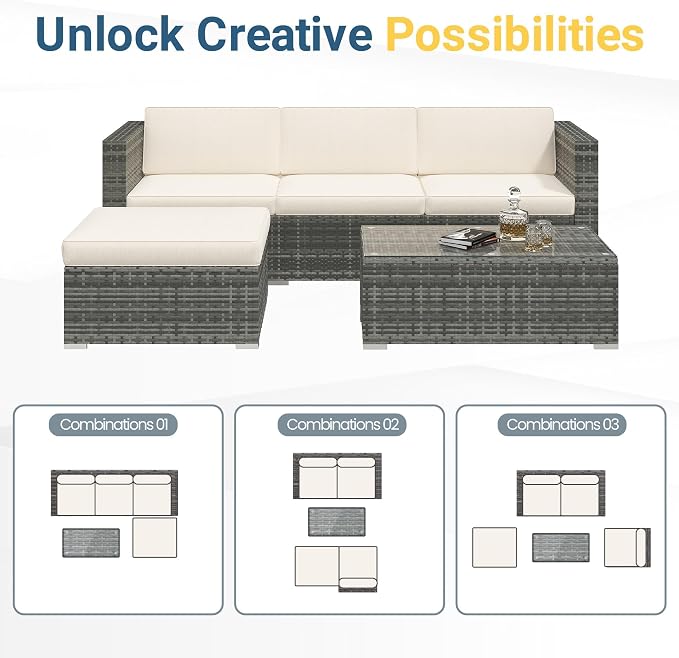 Wisteria Lane 5 Piece Outdoor Patio Furniture Set, All Weather Wicker Rattan - Image 4