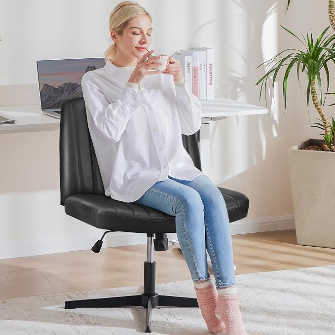 OLIXIS Criss Cross Legged Chairs No Wheels, Wide Seat Height Adjustable Swivel - Image 2