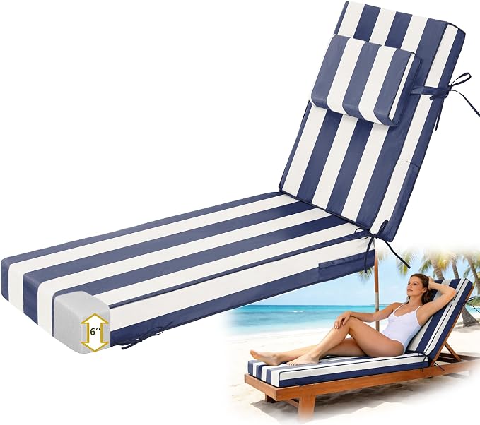 Chaise Lounge Cushions Outdoor 80x26x6 Inch, Fade Resistant 6'' Thicken Outdoor by Vulacko