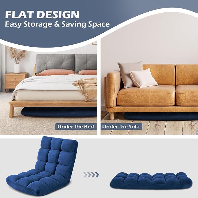 Folding Floor Gaming Chair 14-Poistion Cushioned Adjustable Floor Lazy Sofa - Image 7