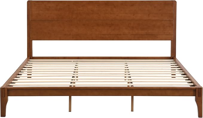 Merax King Size Bamboo Platform Bed, Mid-Century Modern Bed Frame - Image 6