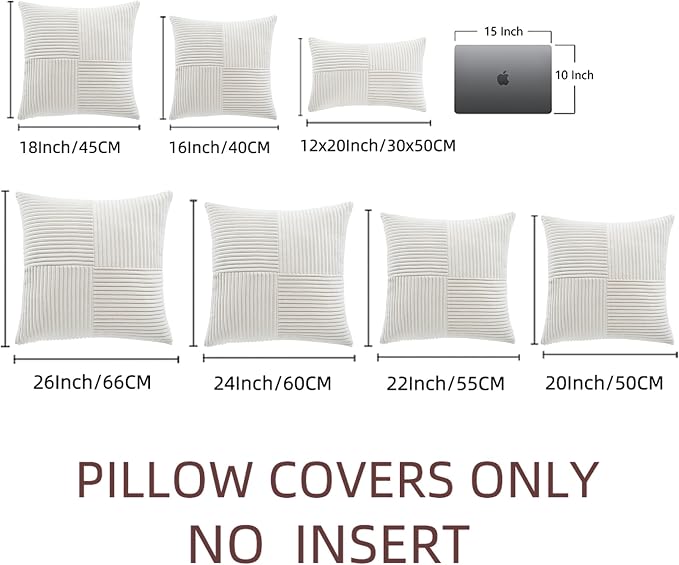 Fancy Homi 2 Packs Cream White Decorative Throw Pillow Covers 22x22 Inch - Image 7