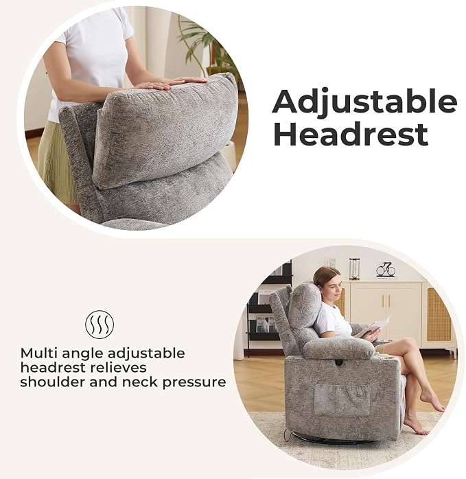 Oversized Power Recliner Chair Swivel Glider - Image 6