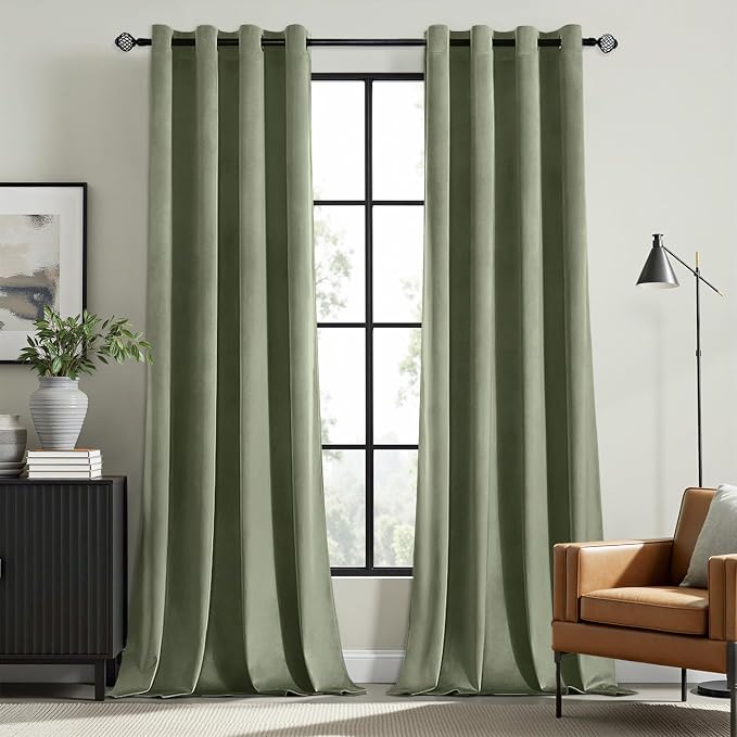 MIULEE Sage Green Elegant Grommet Curtains Polyester Thermal Insulated by MIULEE