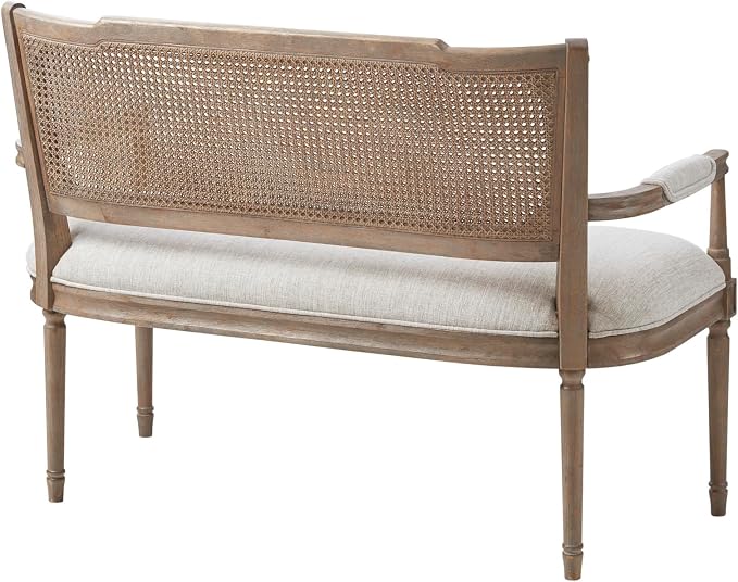 Madison Park Willshire Natural Rattan Settee, Upholstered Seat - Image 10