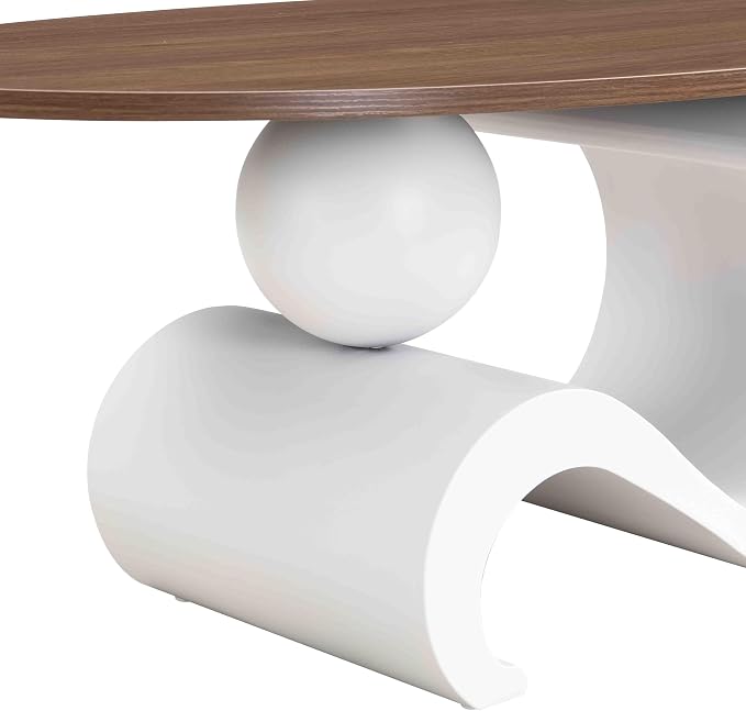 Modern Oval Coffee Table Set of 2, Wood Nesting Coffee Tables - Image 7